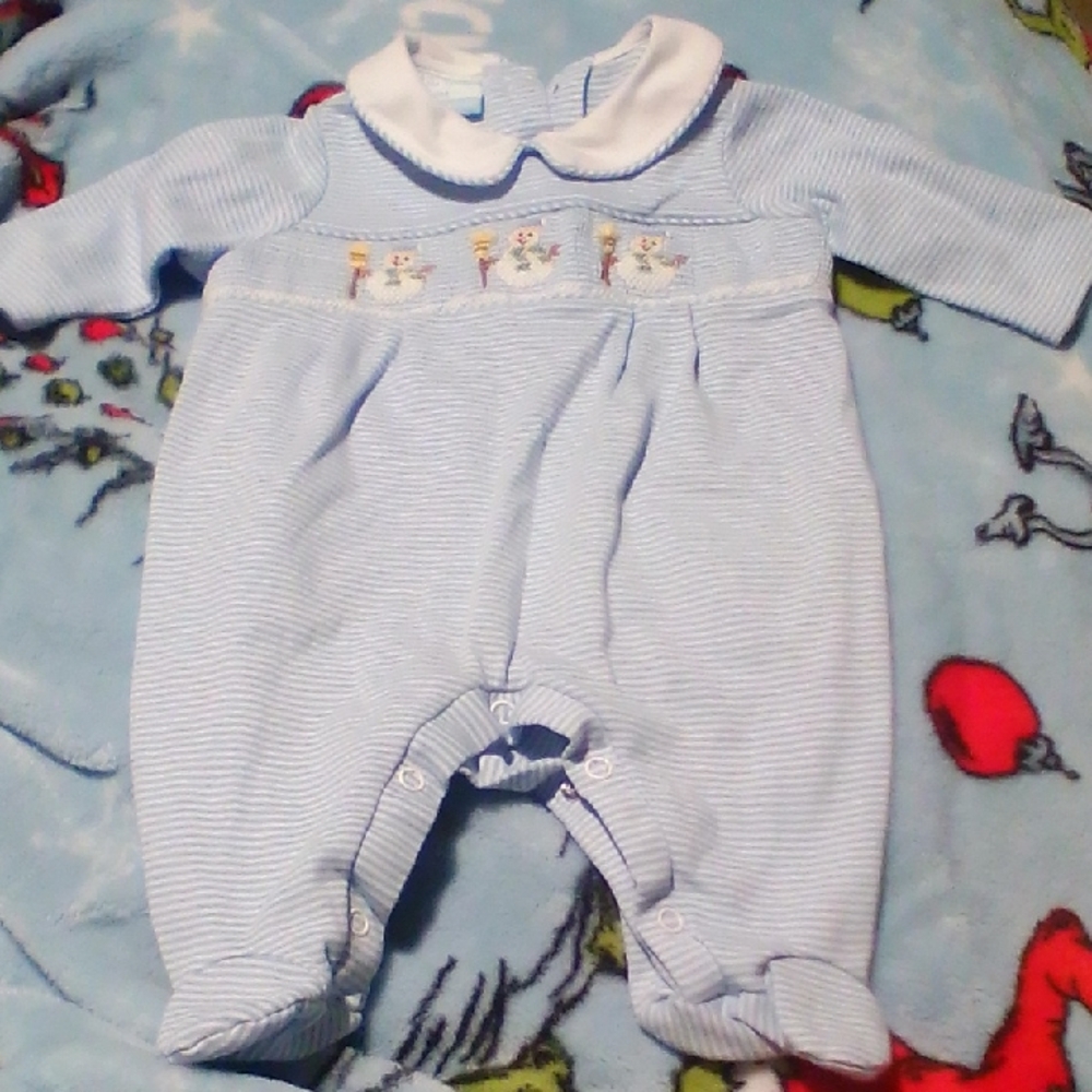 Charming Light Blue Striped Baby Footie